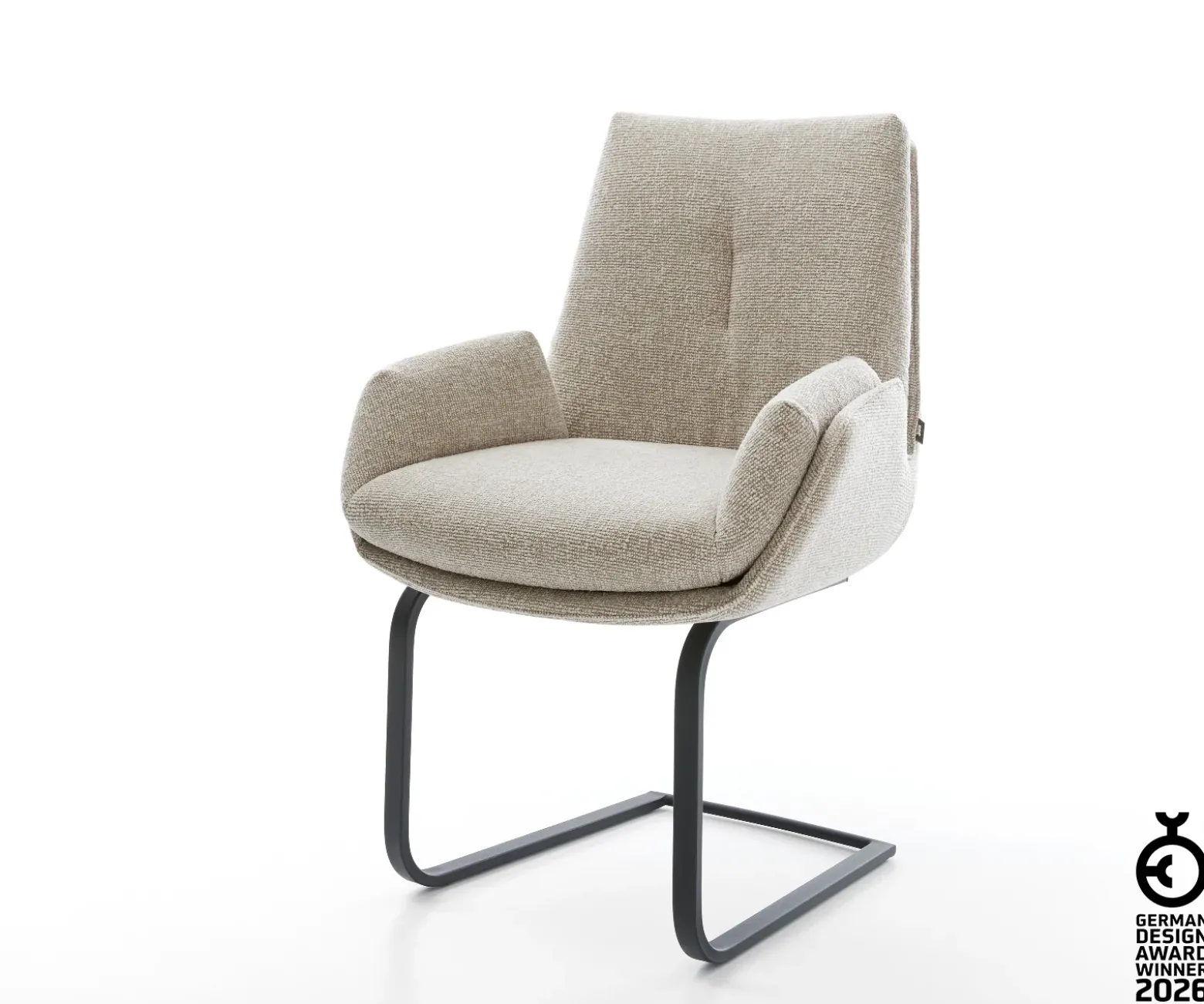 FreischwingerClea-Flex Webstoff Soft Beige Freischwinger flach Schwarz Sofort versandfertig