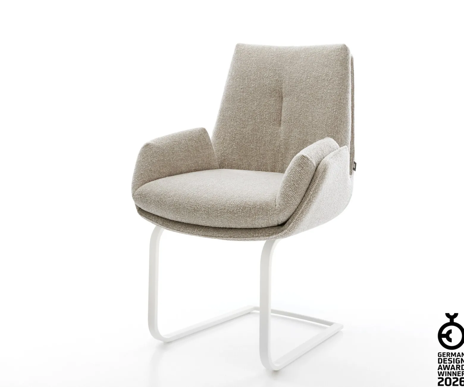 FreischwingerClea-Flex Webstoff Soft Beige Freischwinger flach Weiß Sofort versandfertig