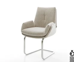 FreischwingerClea-Flex Webstoff Soft Beige Freischwinger flach Edelstahl Sofort versandfertig