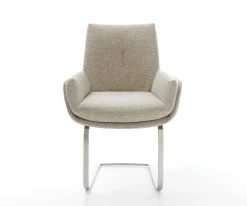 FreischwingerClea-Flex Webstoff Soft Beige Freischwinger flach Edelstahl Sofort versandfertig