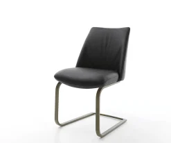 FreischwingerElso-Flex Echt-Leder Schwarz Freischwinger flach Effektfinish Titan Taschenfederkern Sofort versandfertig