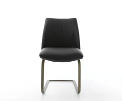 FreischwingerElso-Flex Echt-Leder Schwarz Freischwinger flach Effektfinish Titan Taschenfederkern Sofort versandfertig
