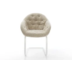 FreischwingerGaio-Flex Webstoff Soft Beige Freischwinger flach Weiß Sofort versandfertig