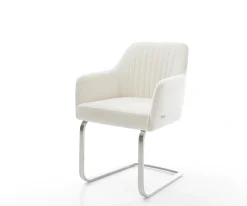 FreischwingerGreg-Flex Bouclé Soft Beige Freischwinger flach Edelstahl Taschenfederkern Sofort versandfertig
