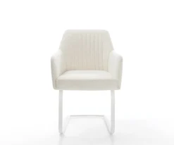 FreischwingerGreg-Flex Bouclé Soft Beige Freischwinger flach Weiß Taschenfederkern Sofort versandfertig