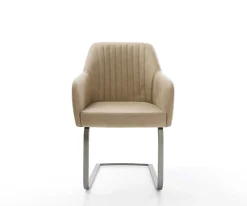 FreischwingerGreg-Flex Mikrofaser Beige Vintage Freischwinger flach Graphit Taschenfederkern Sofort versandfertig