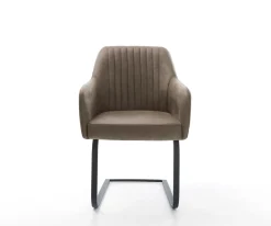 FreischwingerGreg-Flex Mikrofaser Taupe Vintage Freischwinger flach Schwarz Taschenfederkern Sofort versandfertig