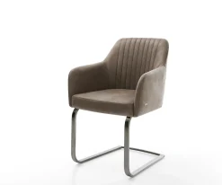 FreischwingerGreg-Flex Mikrofaser Taupe Vintage Freischwinger flach Graphit Taschenfederkern Sofort versandfertig