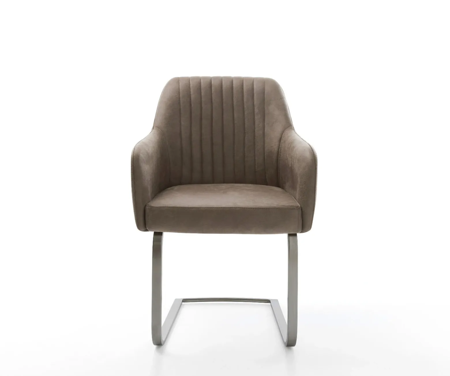 FreischwingerGreg-Flex Mikrofaser Taupe Vintage Freischwinger flach Graphit Taschenfederkern Sofort versandfertig