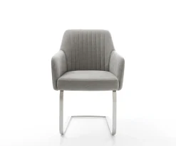FreischwingerGreg-Flex Strukturstoff Soft Grau Freischwinger flach Edelstahl Taschenfederkern Sofort versandfertig