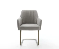 FreischwingerGreg-Flex Strukturstoff Soft Grau Freischwinger flach Effektfinish Titan Taschenfederkern Sofort versandfertig