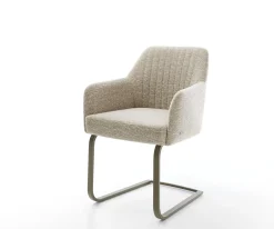 FreischwingerGreg-Flex Webstoff Soft Beige Freischwinger flach Effektfinish Titan Taschenfederkern Sofort versandfertig