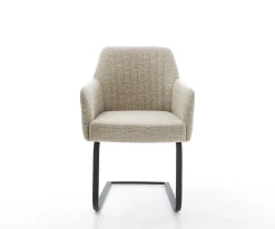 FreischwingerGreg-Flex Webstoff Soft Beige Freischwinger flach Schwarz Taschenfederkern Sofort versandfertig