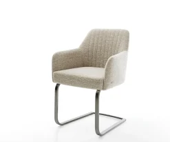 FreischwingerGreg-Flex Webstoff Soft Beige Freischwinger flach Graphit Taschenfederkern Sofort versandfertig