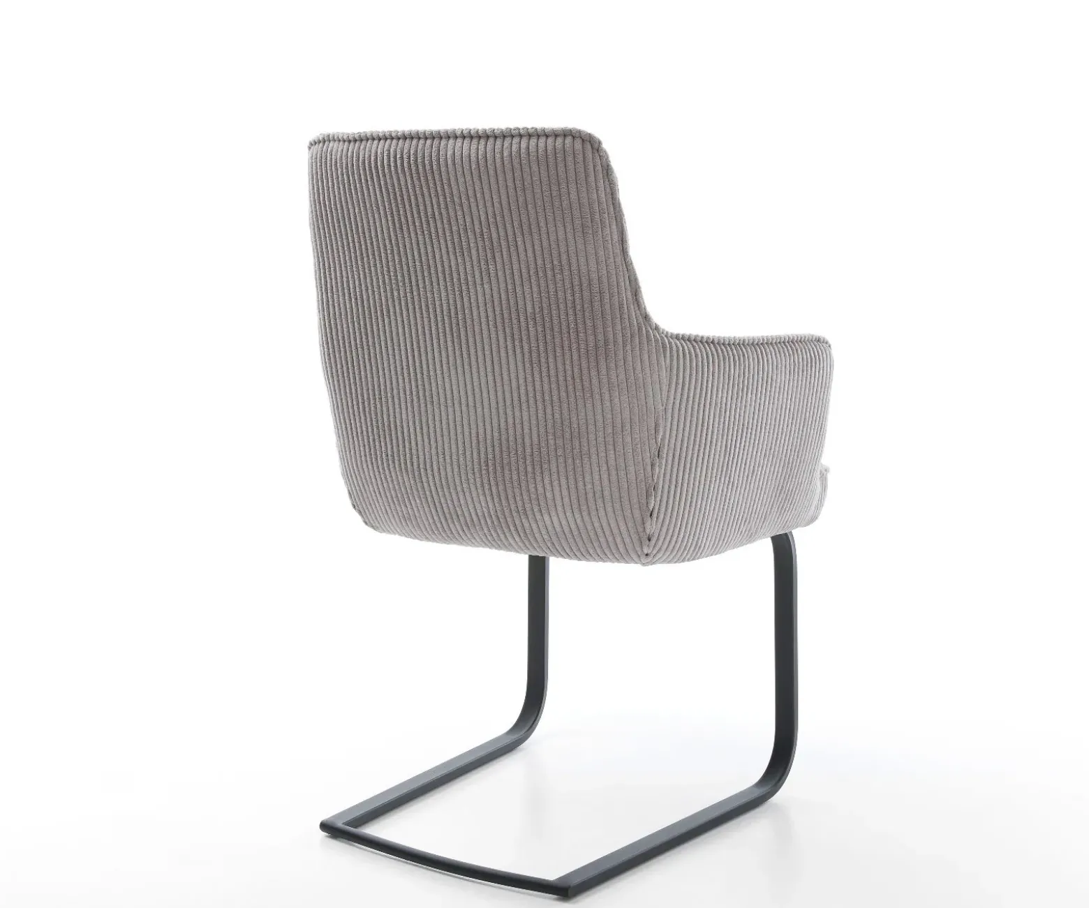 FreischwingerHeira-Flex mit Armlehnen Cord Silbergrau Freischwinger flach Schwarz Taschenfederkern Sofort versandfertig