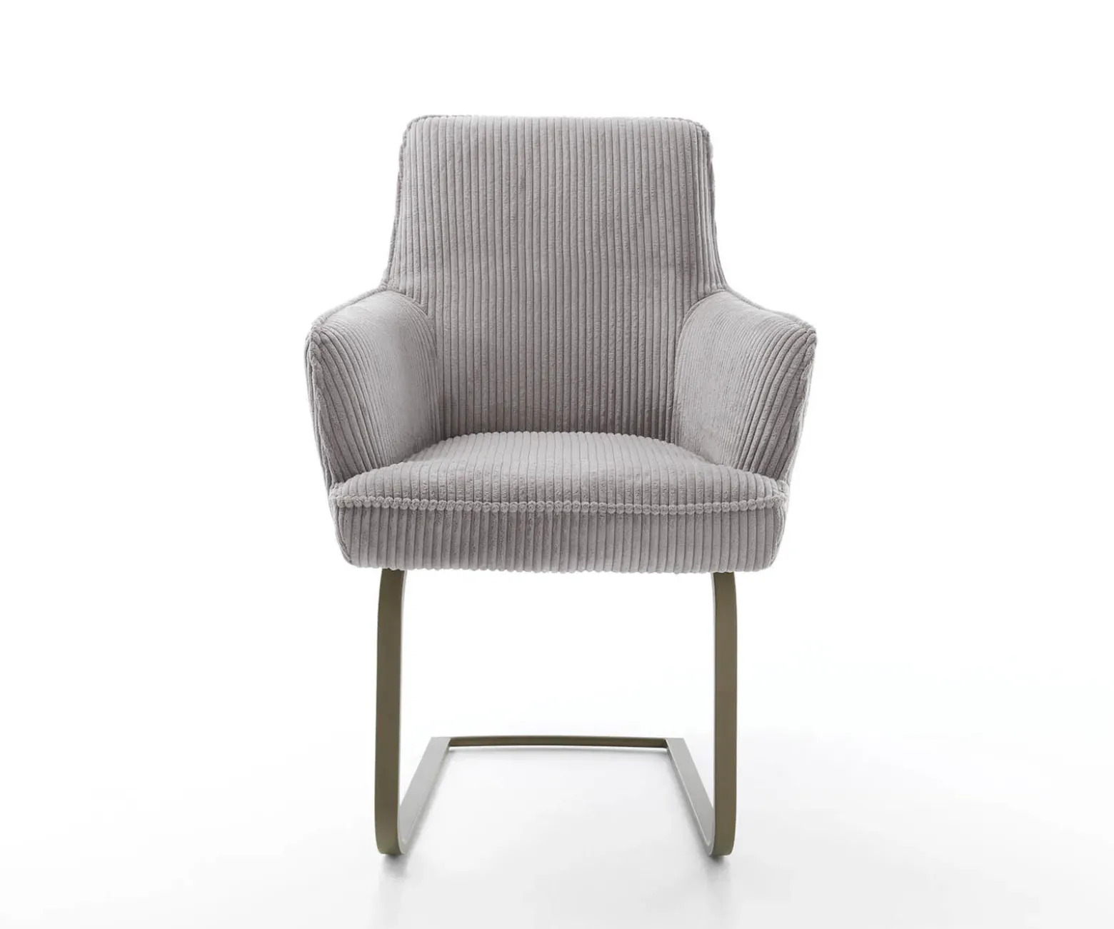 FreischwingerHeira-Flex mit Armlehnen Cord Silbergrau Freischwinger flach Effektfinish Titan Taschenfederkern Sofort versandfertig