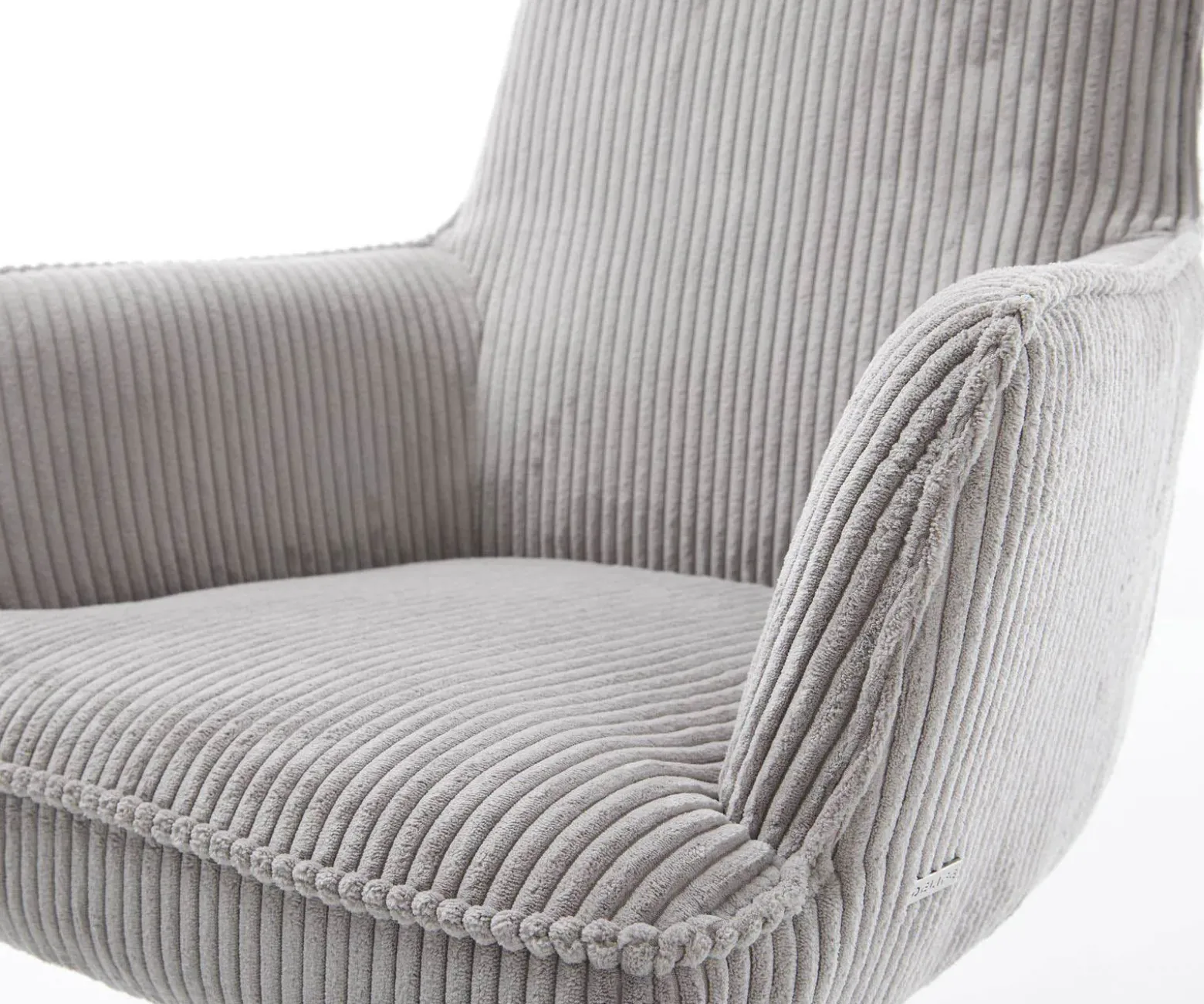 FreischwingerHeira-Flex mit Armlehnen Cord Silbergrau Freischwinger flach Effektfinish Titan Taschenfederkern Sofort versandfertig
