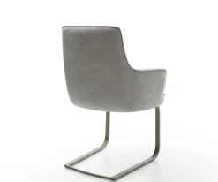 FreischwingerHeira-Flex mit Armlehnen Strukturstoff Soft Grau Freischwinger flach Effektfinish Titan Taschenfederkern Sofort versandfertig