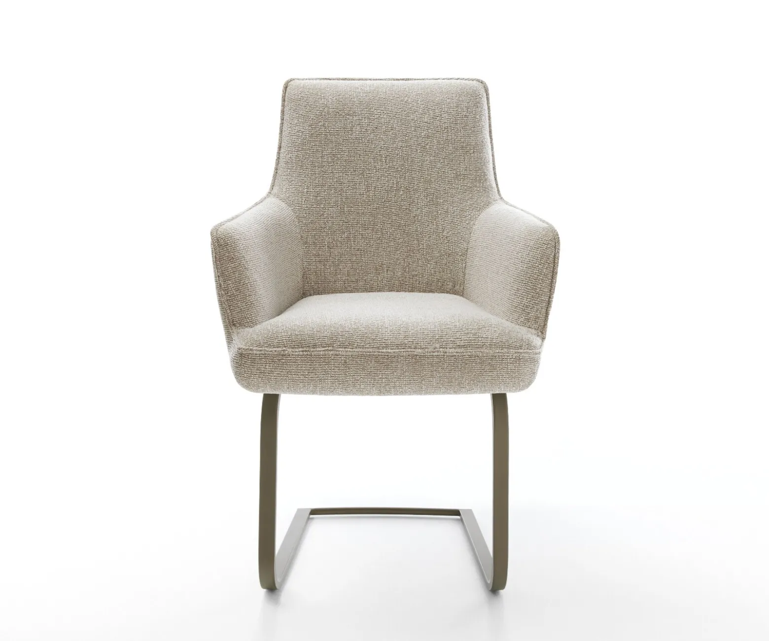 FreischwingerHeira-Flex mit Armlehnen Webstoff Soft Beige Freischwinger flach Effektfinish Titan Taschenfederkern Sofort versandfertig