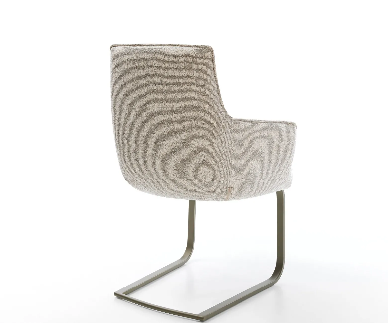 FreischwingerHeira-Flex mit Armlehnen Webstoff Soft Beige Freischwinger flach Effektfinish Titan Taschenfederkern Sofort versandfertig