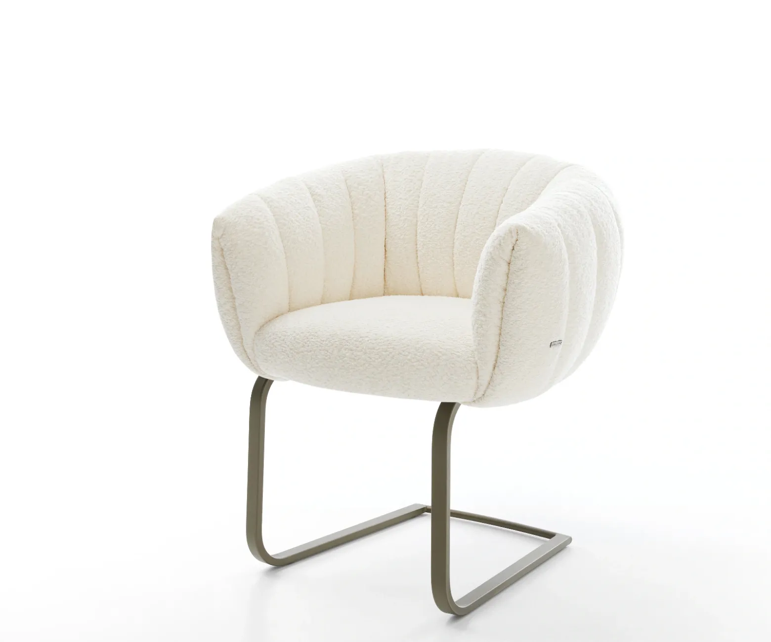 FreischwingerJada-Flex Bouclé Weiß Freischwinger flach Effektfinish Titan Taschenfederkern Sofort versandfertig
