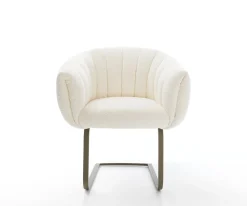 FreischwingerJada-Flex Bouclé Weiß Freischwinger flach Effektfinish Titan Taschenfederkern Sofort versandfertig