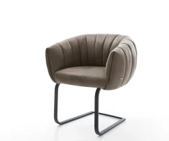 FreischwingerJada-Flex Mikrofaser Taupe Vintage Freischwinger flach Schwarz Taschenfederkern Sofort versandfertig