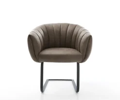 FreischwingerJada-Flex Mikrofaser Taupe Vintage Freischwinger flach Schwarz Taschenfederkern Sofort versandfertig