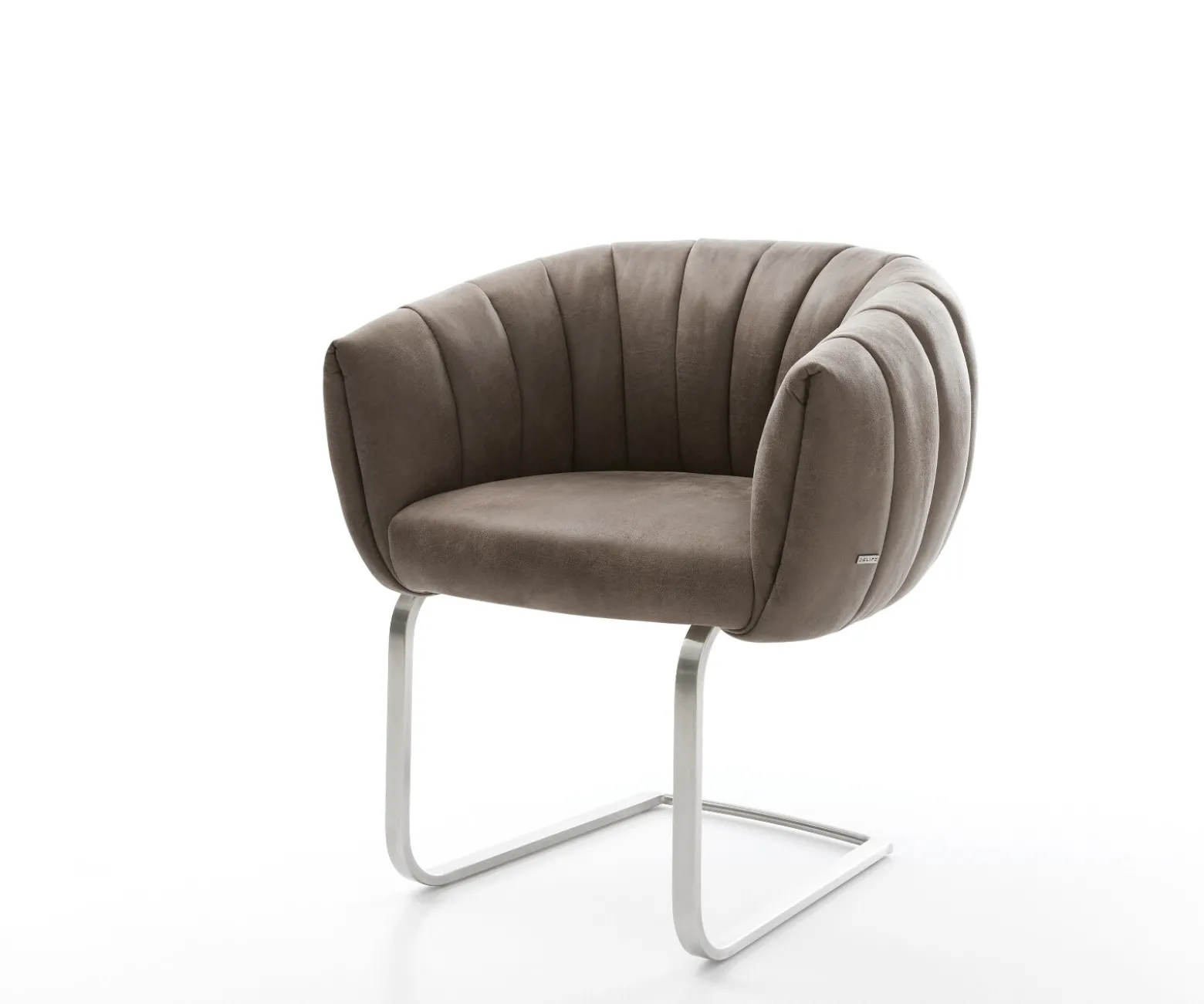 FreischwingerJada-Flex Mikrofaser Taupe Vintage Freischwinger flach Edelstahl Taschenfederkern Sofort versandfertig