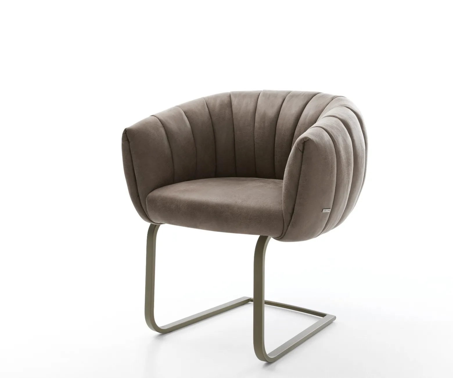 FreischwingerJada-Flex Mikrofaser Taupe Vintage Freischwinger flach Effektfinish Titan Taschenfederkern Sofort versandfertig
