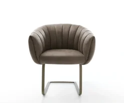 FreischwingerJada-Flex Mikrofaser Taupe Vintage Freischwinger flach Effektfinish Titan Taschenfederkern Sofort versandfertig