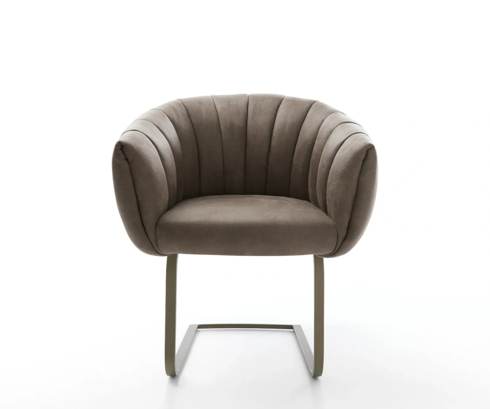 FreischwingerJada-Flex Mikrofaser Taupe Vintage Freischwinger flach Effektfinish Titan Taschenfederkern Sofort versandfertig