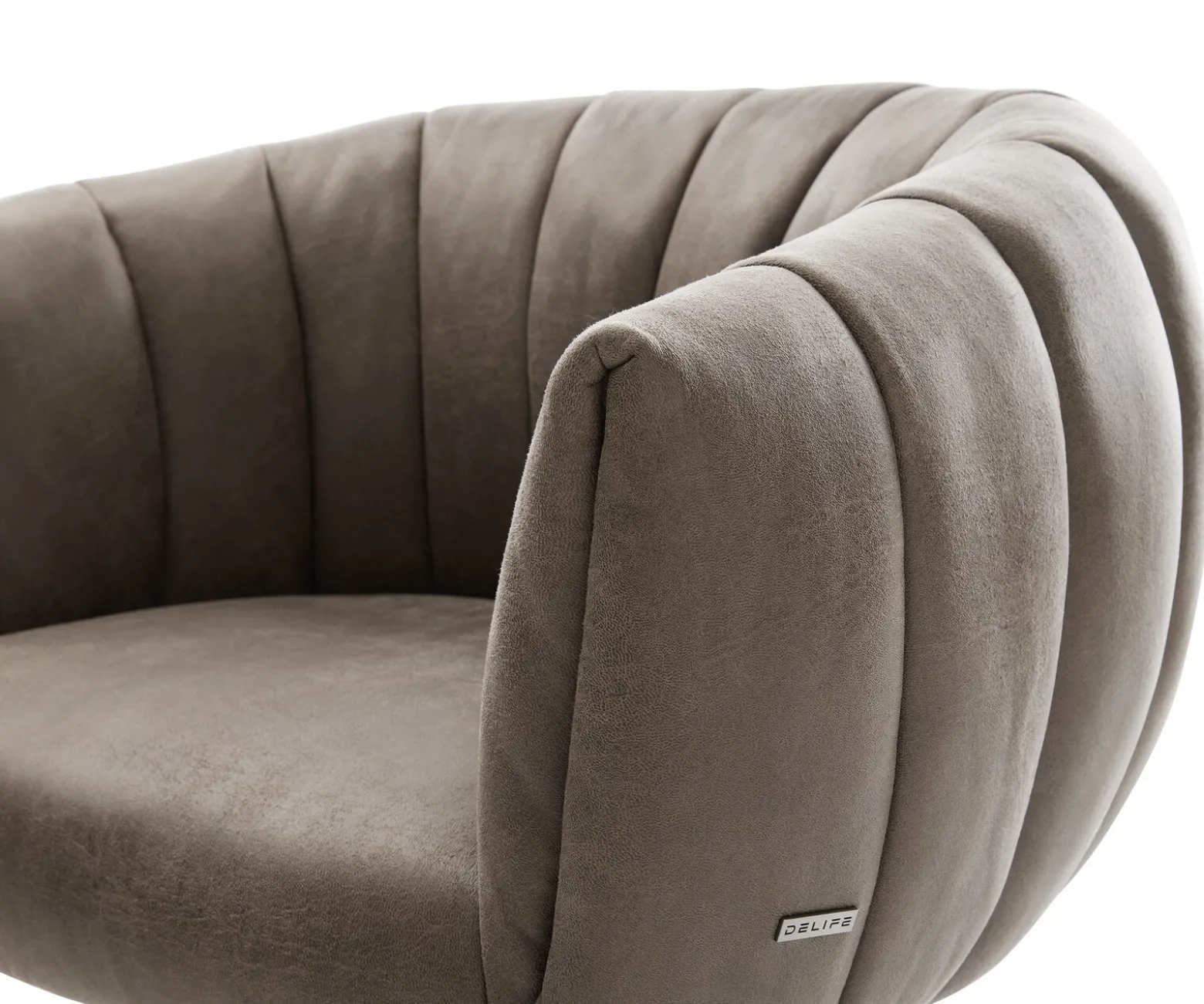 FreischwingerJada-Flex Mikrofaser Taupe Vintage Freischwinger flach Effektfinish Titan Taschenfederkern Sofort versandfertig