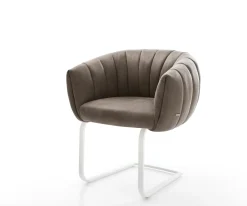 FreischwingerJada-Flex Mikrofaser Taupe Vintage Freischwinger flach Weiß Taschenfederkern Sofort versandfertig