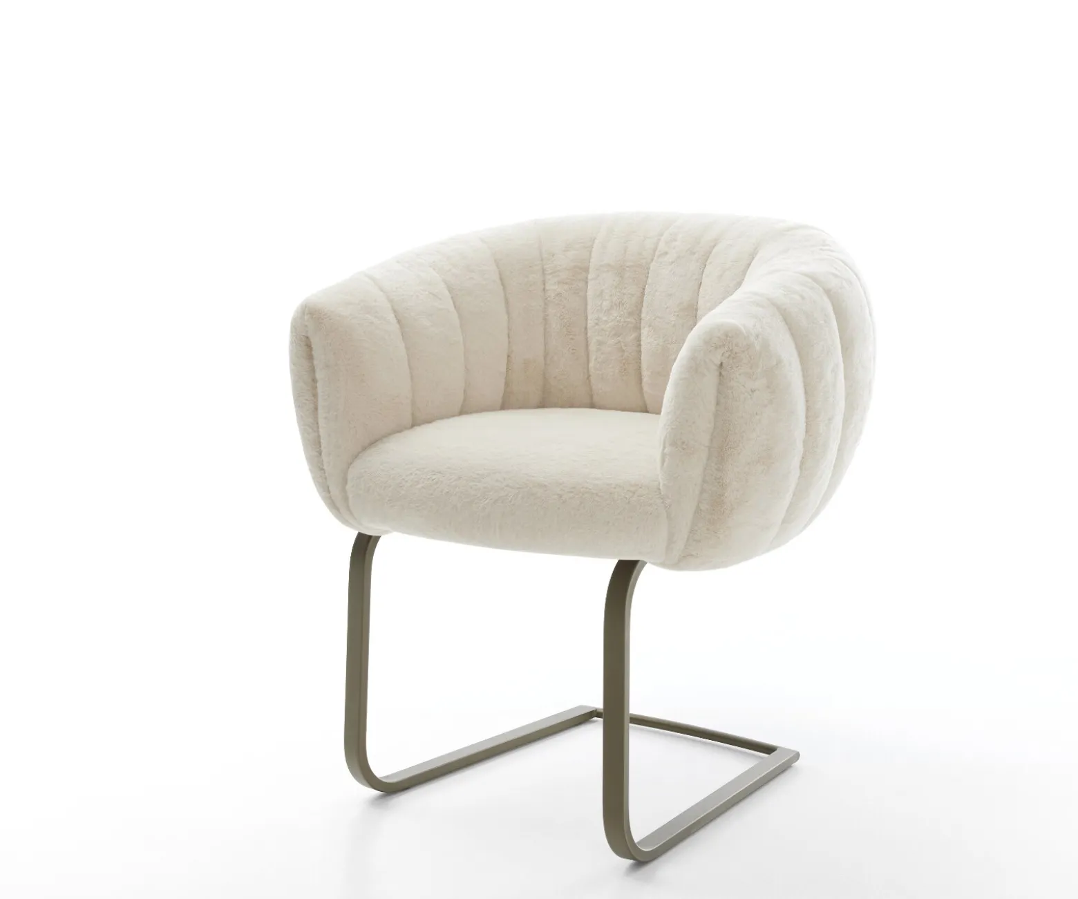 FreischwingerJada-Flex Plüsch Creme-Weiß Freischwinger flach Effektfinish Titan Taschenfederkern Sofort versandfertig