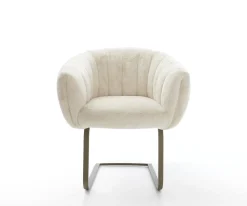 FreischwingerJada-Flex Plüsch Creme-Weiß Freischwinger flach Effektfinish Titan Taschenfederkern Sofort versandfertig