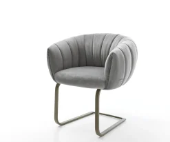 FreischwingerJada-Flex Samt Grau Freischwinger flach Effektfinish Titan Taschenfederkern Sofort versandfertig