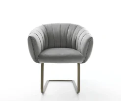 FreischwingerJada-Flex Samt Grau Freischwinger flach Effektfinish Titan Taschenfederkern Sofort versandfertig