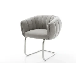 FreischwingerJada-Flex Strukturstoff Soft Grau Freischwinger flach Edelstahl Taschenfederkern Sofort versandfertig