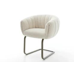 FreischwingerJada-Flex Teddystoff Beige Freischwinger flach Effektfinish Titan Taschenfederkern Sofort versandfertig