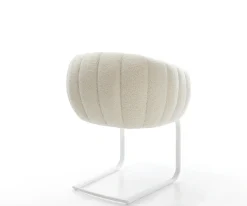 FreischwingerJada-Flex Teddystoff Beige Freischwinger flach Weiß Taschenfederkern Sofort versandfertig