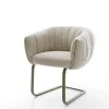 FreischwingerJada-Flex Webstoff Soft Beige Freischwinger flach Effektfinish Titan Taschenfederkern Sofort versandfertig