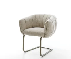 FreischwingerJada-Flex Webstoff Soft Beige Freischwinger flach Effektfinish Titan Taschenfederkern Sofort versandfertig
