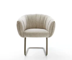 FreischwingerJada-Flex Webstoff Soft Beige Freischwinger flach Effektfinish Titan Taschenfederkern Sofort versandfertig
