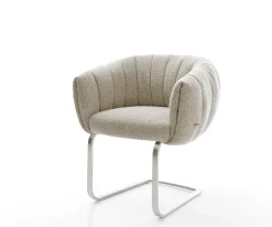 FreischwingerJada-Flex Webstoff Soft Beige Freischwinger flach Edelstahl Taschenfederkern Sofort versandfertig