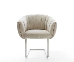 FreischwingerJada-Flex Webstoff Soft Beige Freischwinger flach Edelstahl Taschenfederkern Sofort versandfertig