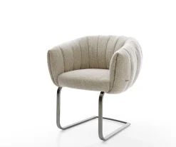 FreischwingerJada-Flex Webstoff Soft Beige Freischwinger flach Graphit Taschenfederkern Sofort versandfertig