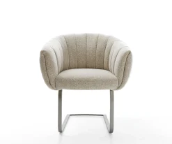 FreischwingerJada-Flex Webstoff Soft Beige Freischwinger flach Graphit Taschenfederkern Sofort versandfertig
