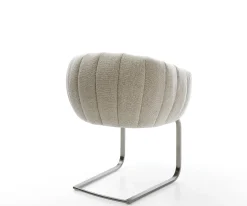 FreischwingerJada-Flex Webstoff Soft Beige Freischwinger flach Graphit Taschenfederkern Sofort versandfertig