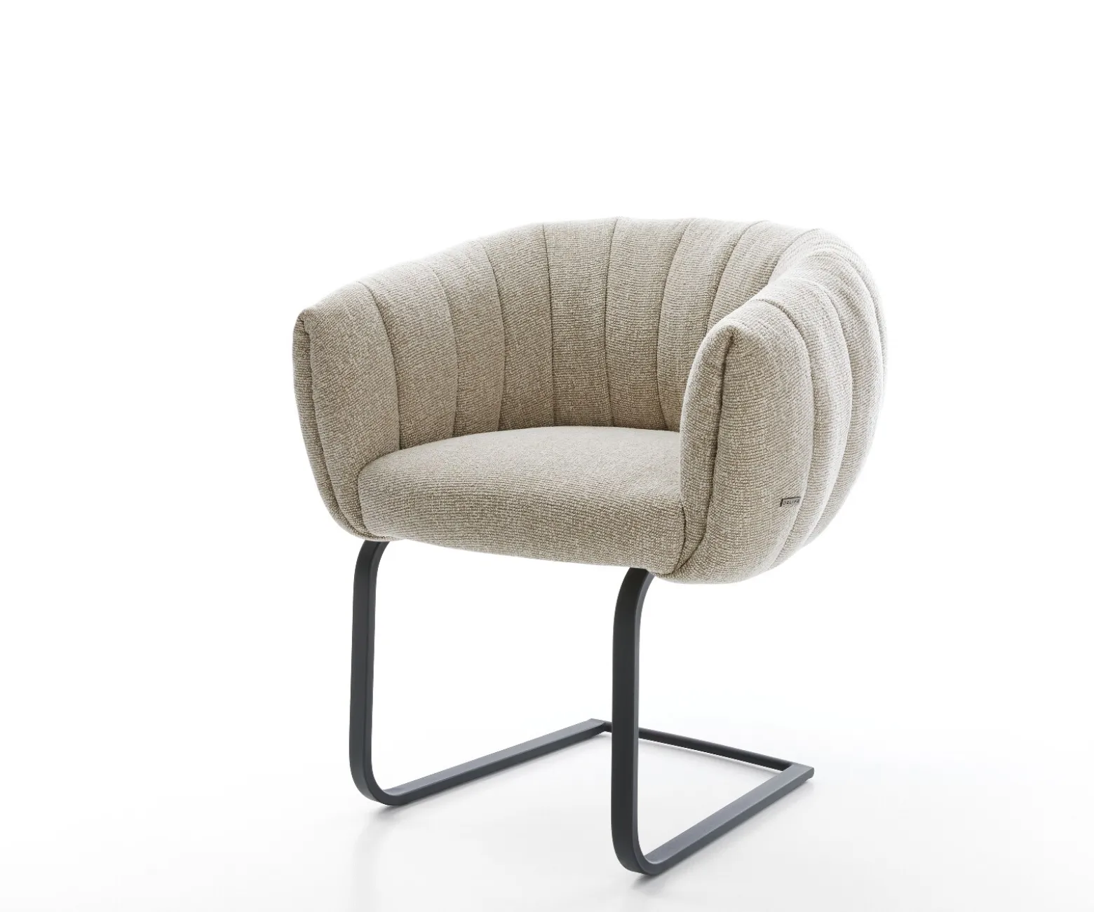 FreischwingerJada-Flex Webstoff Soft Beige Freischwinger flach Schwarz Taschenfederkern Sofort versandfertig
